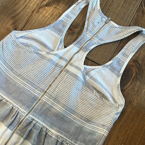 Lou & Grey Linen Racer Back Grey And White Stripped Dress Size 2 - Picture 3 of 3